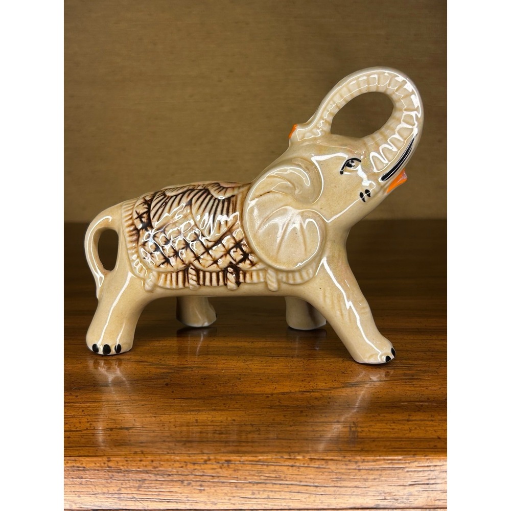 Mid Century Elephant Figurine | Trunk up Lucky Elephant - Picture 2 of 6